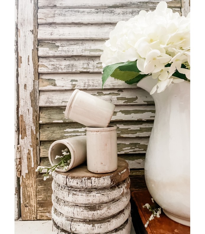 Antique Ironstone pot - plain/putty color 